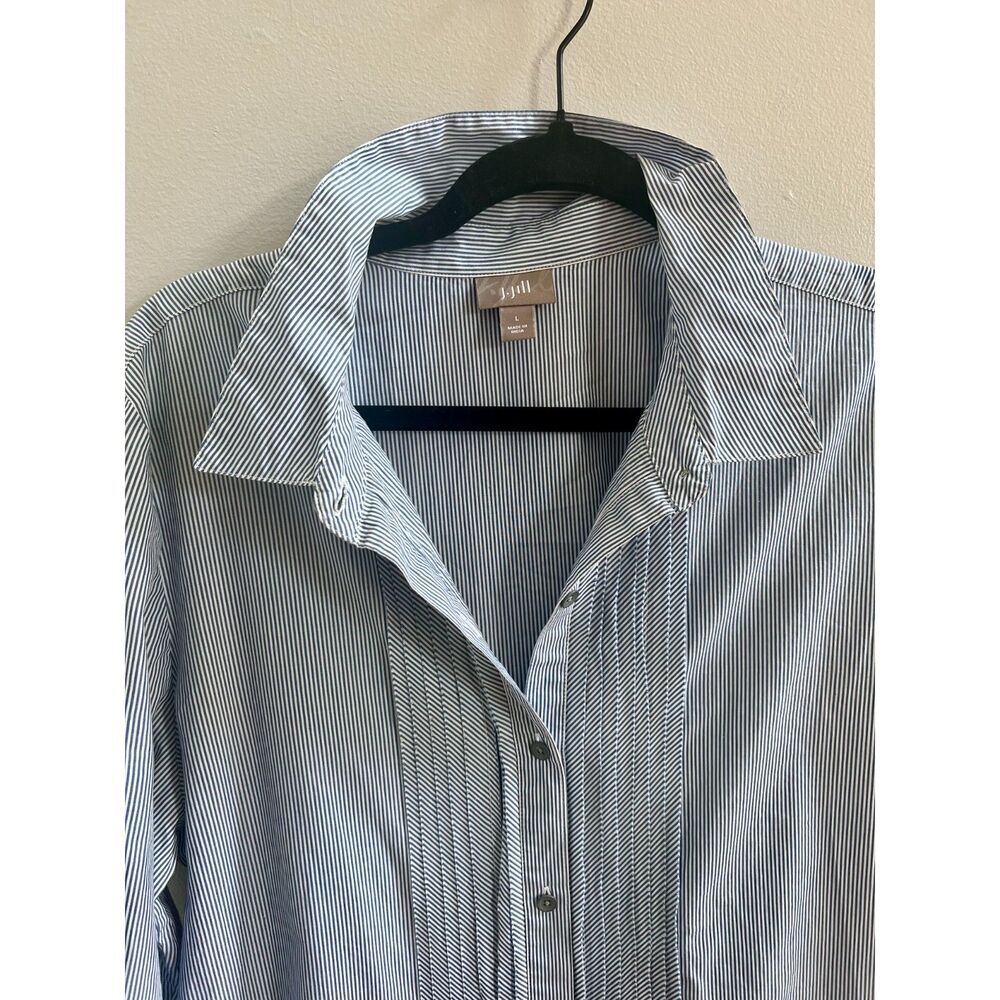 Low Price! J. Jill Button-Down Blouse Size Large β Classic Stripe - Picture 6 of 6